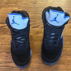 Jordan Kids Black and Blue High-Top Sneakers